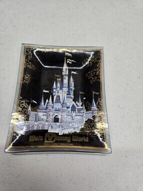 Vintage WALT DISNEY WORLD Palace Glass Rectangle Ash Tray Trinket Change Dish
